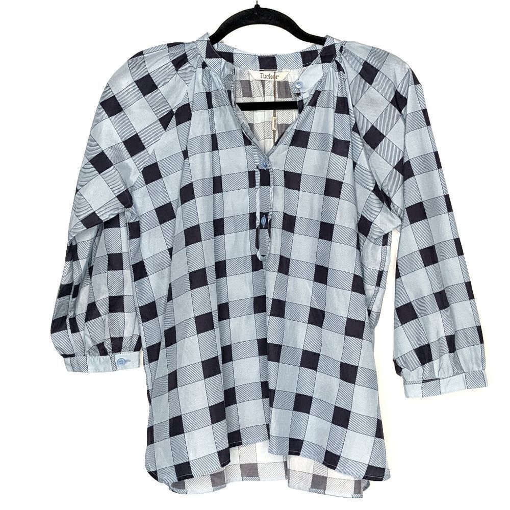 Tucker The Combo Classic Blouse Picnic Plaid in Silk Cotton